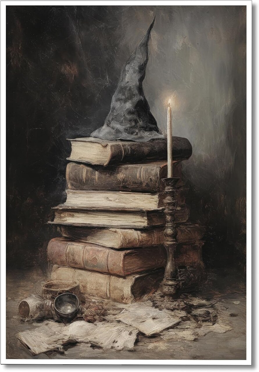 Vintage Witchy Wall Art – Ashland Witches Spell Prints, Gothic Dark Academia Halloween Decor for Living Room, Library & Bedroom (12x16in, Unframed)
